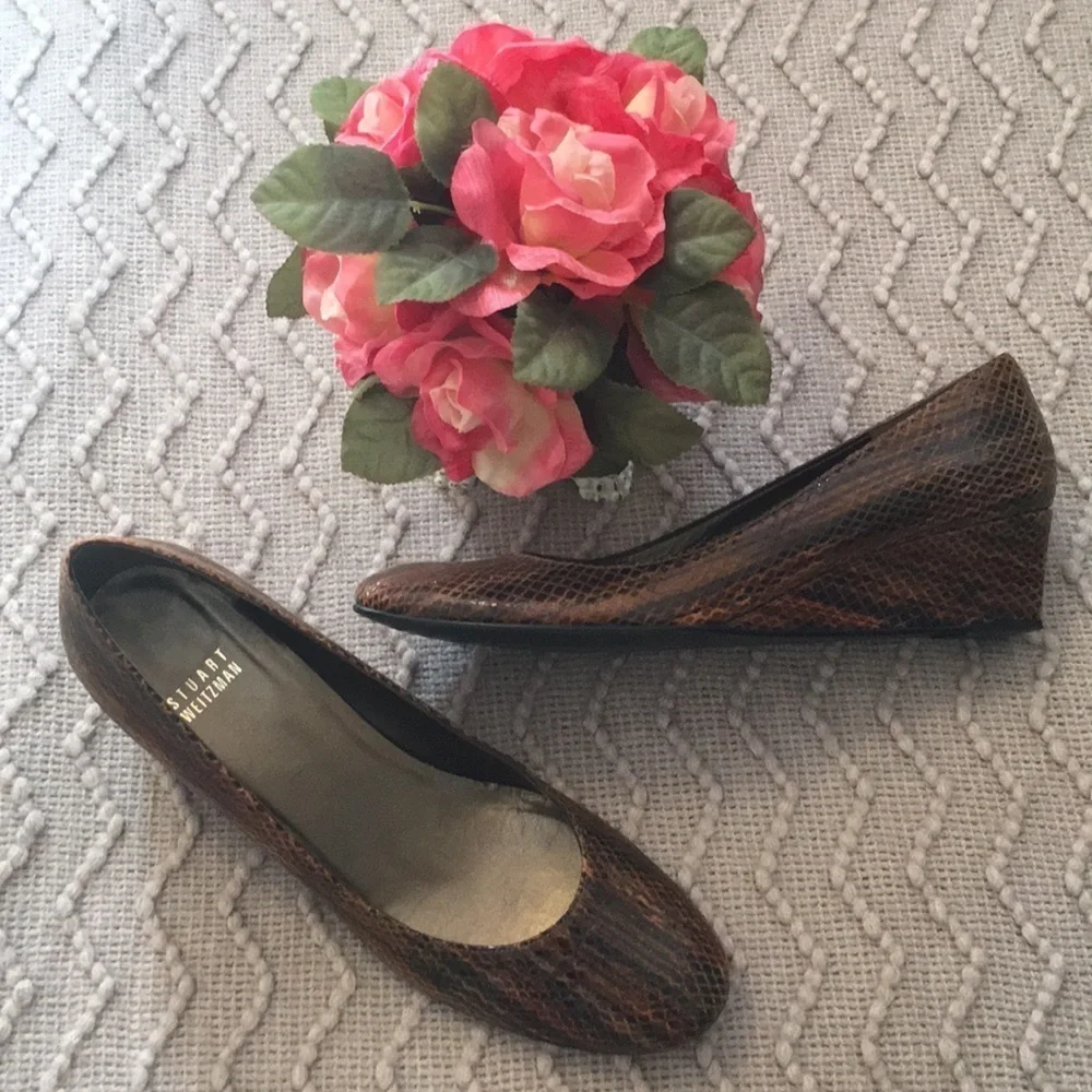 Stuart Weitzman Snakeskin Wedges